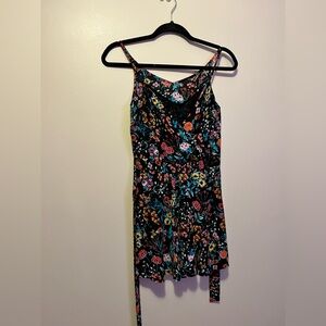 Express Floral Print Sleeveless romper mini skirt flirty silky floaty feminine